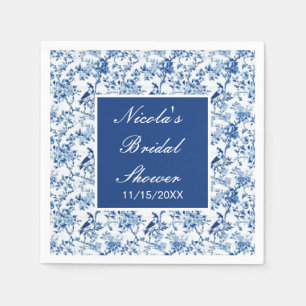 Chinoiserie Blue Birds and Flowers Bridal Shower Napkins