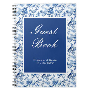Chinoiserie Blue Birds and Flowers Wedding Notebook