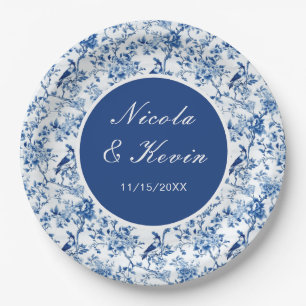 Chinoiserie Blue Birds and Flowers Wedding Paper Plates