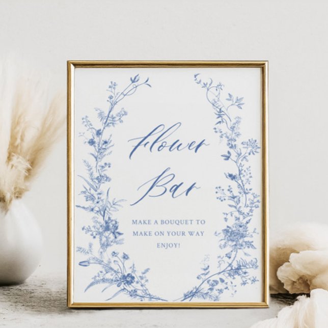 Chinoiserie Blue Bridal Shower Flower Bar  Poster (Creator Uploaded)