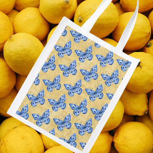 Chinoiserie Blue Butterflies Eco Friendly Grocery Bag