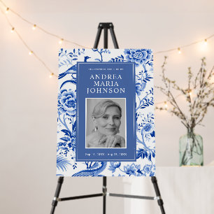 Chinoiserie Blue Celebration of Life Funeral Sign
