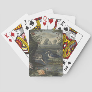 Chinoiserie Blue Crane Antique Botanical Game Poker Cards