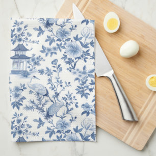 Chinoiserie Blue Crane Kitchen Towel
