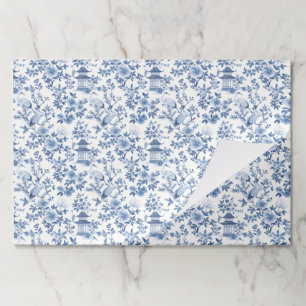Chinoiserie Blue Crane Paper Placemats