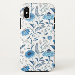 Chinoiserie Blue Echinacea Pattern iPhone XS Case