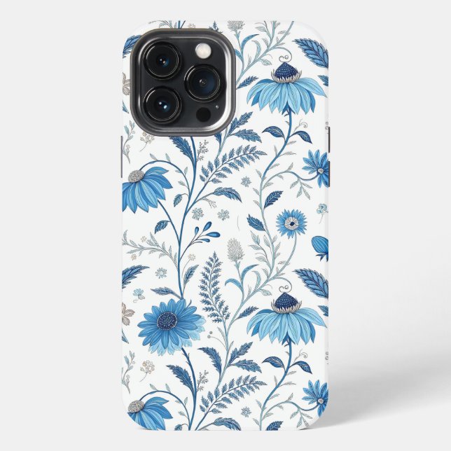 Chinoiserie Blue Echinacea Pattern Iphone Case (Back)