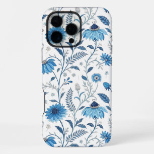 Chinoiserie Blue Echinacea Pattern iPhone 16 Pro Max Case