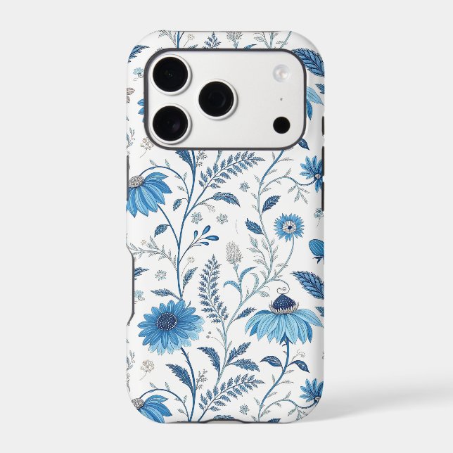 Chinoiserie Blue Echinacea Pattern Iphone Case (Back)