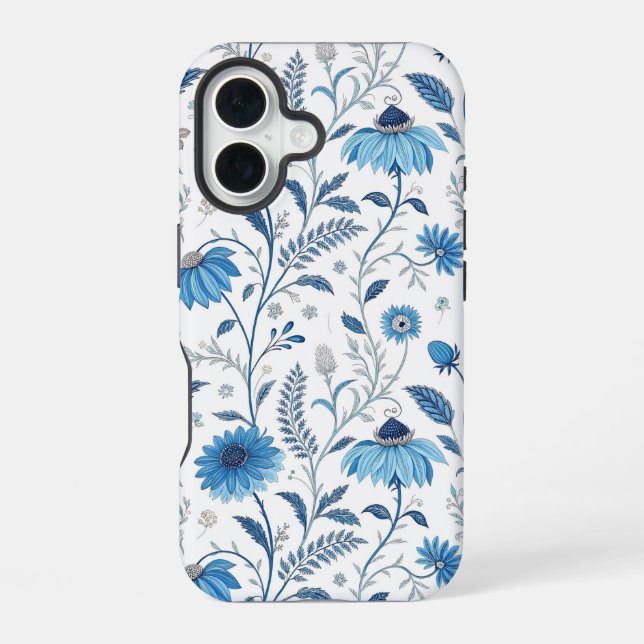 Chinoiserie Blue Echinacea Pattern iPhone Case (Back)