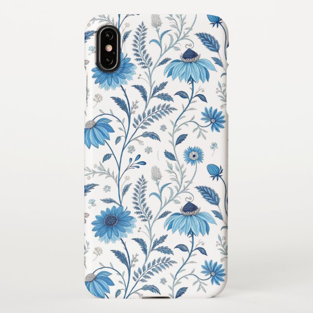 Chinoiserie Blue Echinacea Pattern iPhone Case (Back)