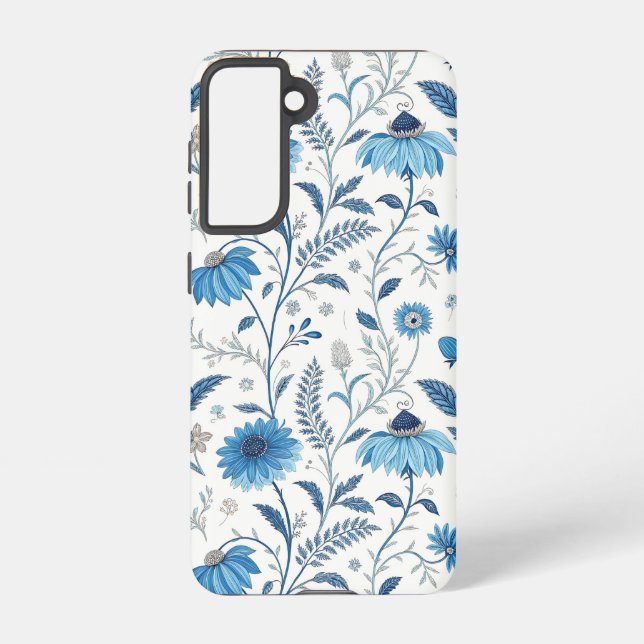 Chinoiserie Blue Echinacea Pattern Samsung Galaxy Case (Back)