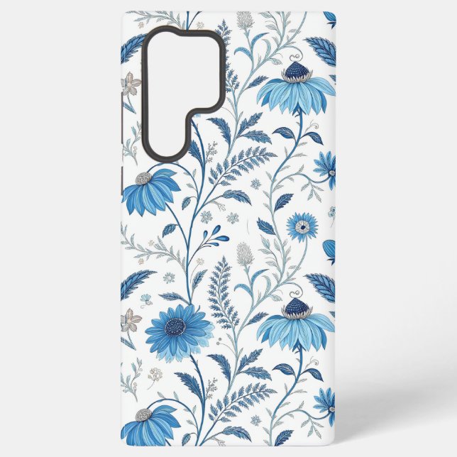 Chinoiserie Blue Echinacea Pattern Samsung Galaxy Case (Back)