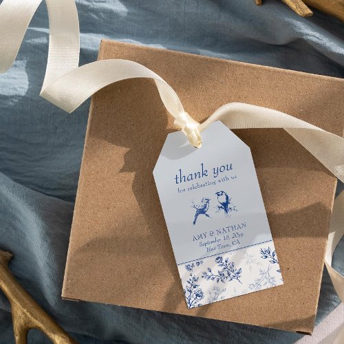 Chinoiserie Blue Elegant Floral Wedding Favor Gift Tags