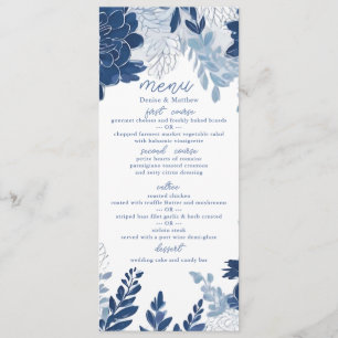 Chinoiserie Blue Elegant Pagoda and Floral Toile Menu