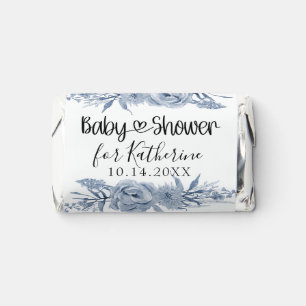 Chinoiserie Blue Floral Baby Shower Script Heart Hershey's Miniatures