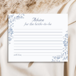 Chinoiserie Blue Floral Bridal Shower Advice Card