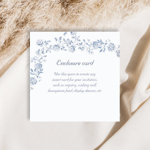 Chinoiserie Blue Floral Bridal Shower Enclosure Card