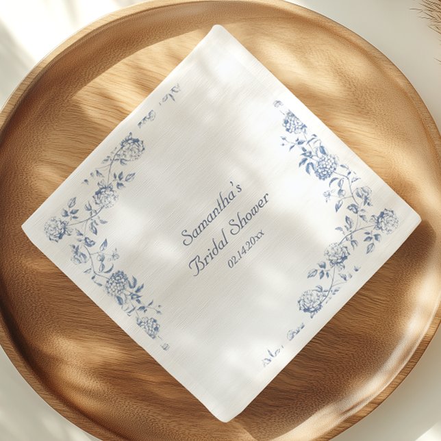 Chinoiserie Blue Floral Bridal Shower Napkins (Creator Uploaded)