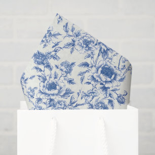 Chinoiserie Blue Floral Decoupage Tissue Paper