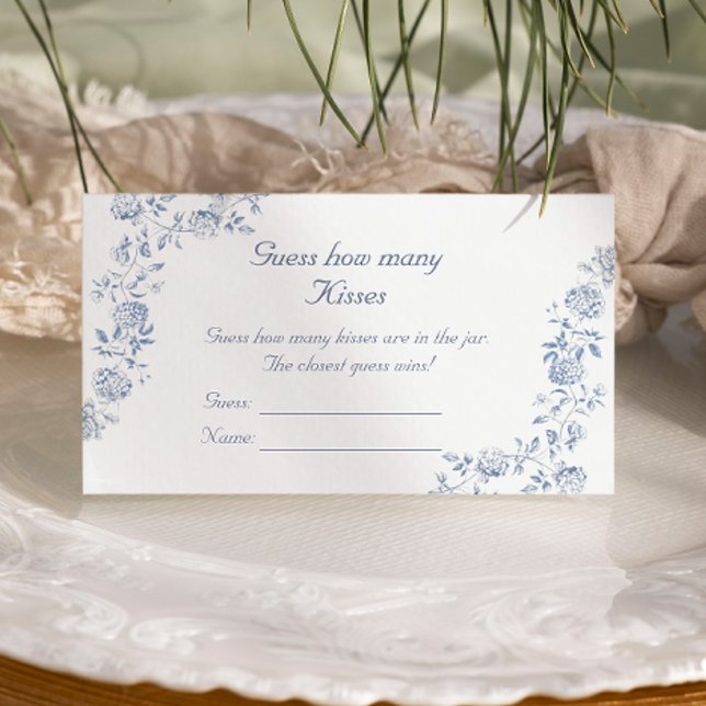 Chinoiserie Blue Floral Guess How Many Kisses Enclosure Card (Creator Uploaded)