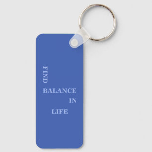 Chinoiserie Blue Floral Lotus Zen Quote Two-sided Keychain