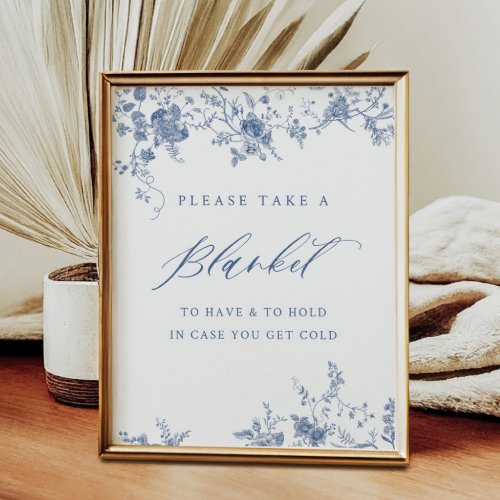 Chinoiserie Blue Floral Take a Blanket Sign