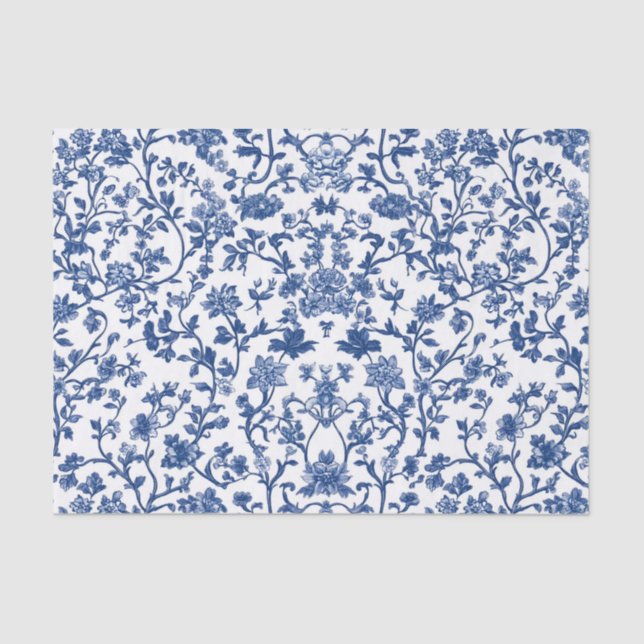 Chinoiserie Blue Floral Tissue Paper (Front)