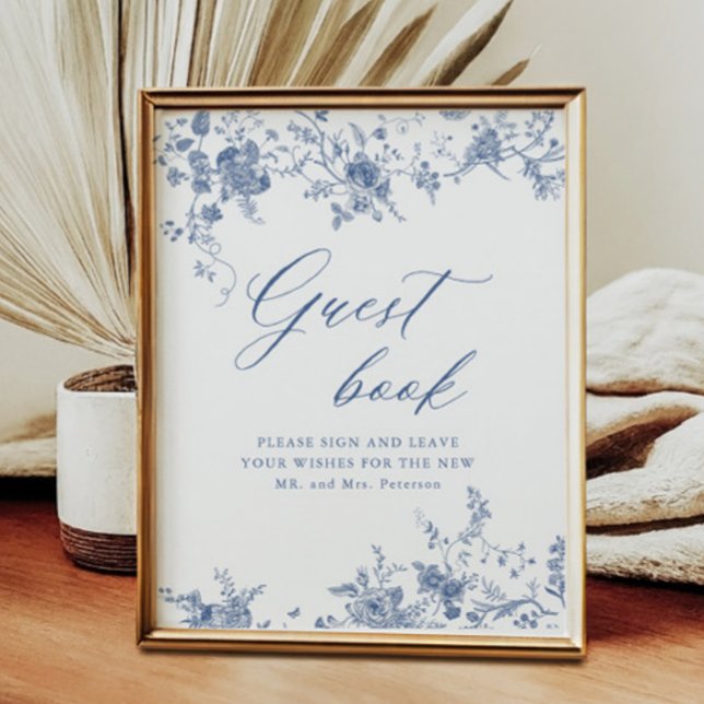 Chinoiserie Blue Floral Wedding Guestbook Sign (Creator Uploaded)