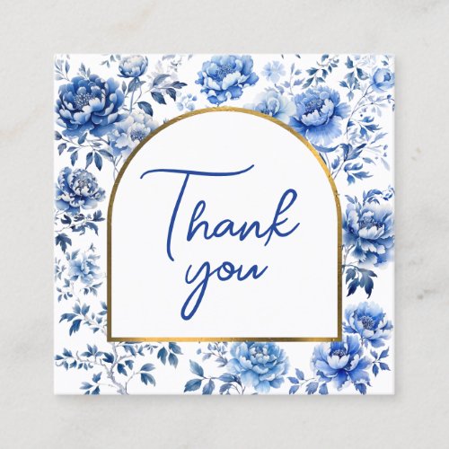 Chinoiserie blue flowers thank you package insert