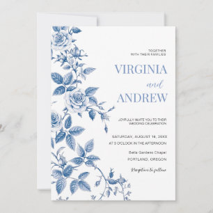 Chinoiserie Blue French Vintage Victorian Wedding Invitation