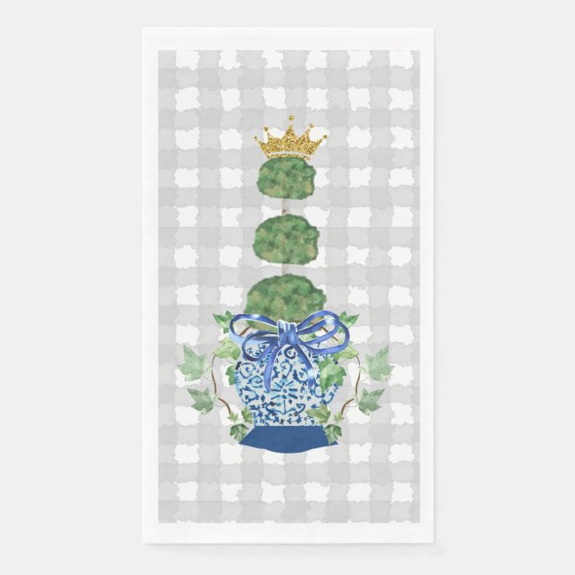 Chinoiserie Blue Ginger Jar topiary Paper Guest Towels (Front)