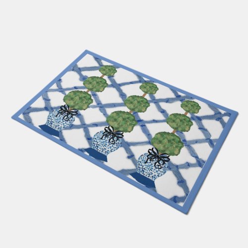 Chinoiserie Blue Ginger Jars Doormat Welcome Mat