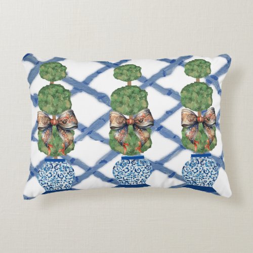 Chinoiserie Blue Ginger Jars lumbar Accent Pillow