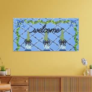 Chinoiserie Blue Ginger Jars Topiary Canvas Print