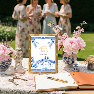 Chinoiserie Blue Guest Book Bridal shower Sign Invitation