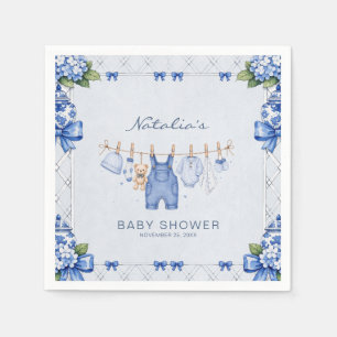 Chinoiserie Blue Jean Denim bow Baby Shower Napkins