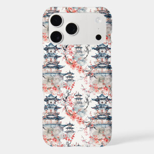 Chinoiserie Blue Pagoda Pink Blossom Floral iPhone 17 Pro Max Case