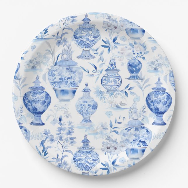Chinoiserie Blue Paper Plates (Front)