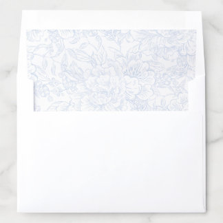 Chinoiserie Blue Peony Wedding Envelope Liner