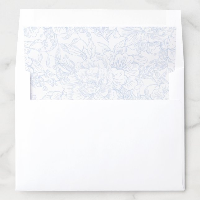 Chinoiserie Blue Peony Wedding Envelope Liner (In Envelope)