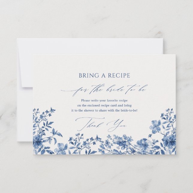 Chinoiserie Blue Recipe Request Enclosure Card (Front)