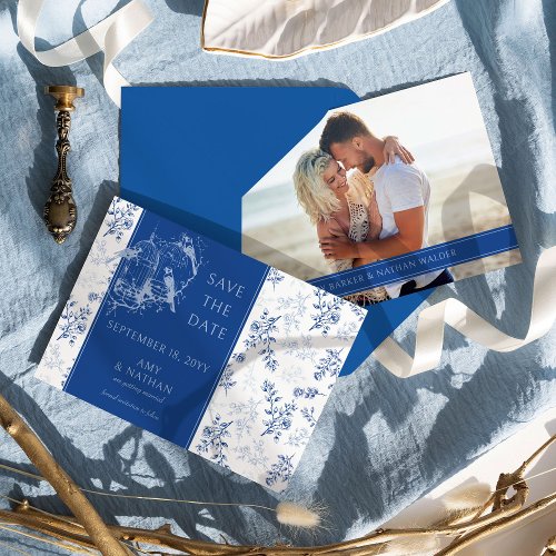 Chinoiserie Blue Romantic Elegance Photo Wedding Save The Date