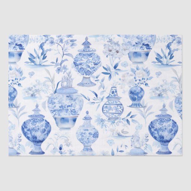Chinoiserie Blue Tissue Paper (Front)