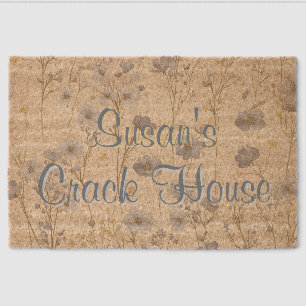 Chinoiserie Blue Toile Custom Mahjong Fiber Doormat