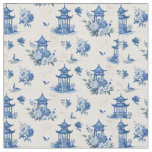 Chinoiserie Blue Toile Pattern Elegant Fabric
