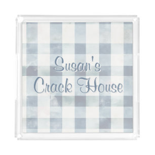 Chinoiserie Blue Toile Peacock Custom Mahjong Acrylic Tray
