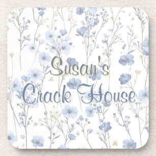 Chinoiserie Blue Toile Peacock Custom Mahjong Beverage Coaster