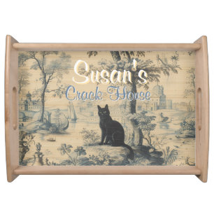 Chinoiserie Blue Toile Peacock Custom Mahjong Serving Tray