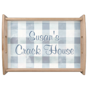 Chinoiserie Blue Toile Peacock Custom Mahjong Serving Tray